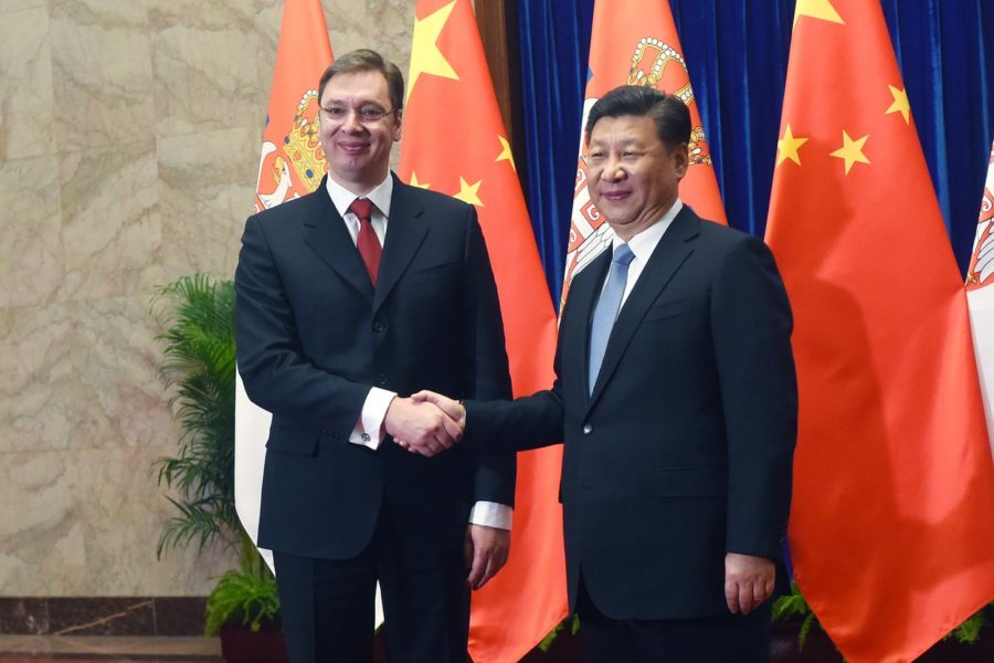 Serbian Prime Minister Aleksandar Vucic (L) shakes hands with Chinese President Xi Jinping (R) before a bilateral meeting at the Great Hall of the People in Beijing on November 26, 2015., Image: 267660170, License: Rights-managed, Restrictions: , Model Release: no, Credit line: Profimedia, AFP